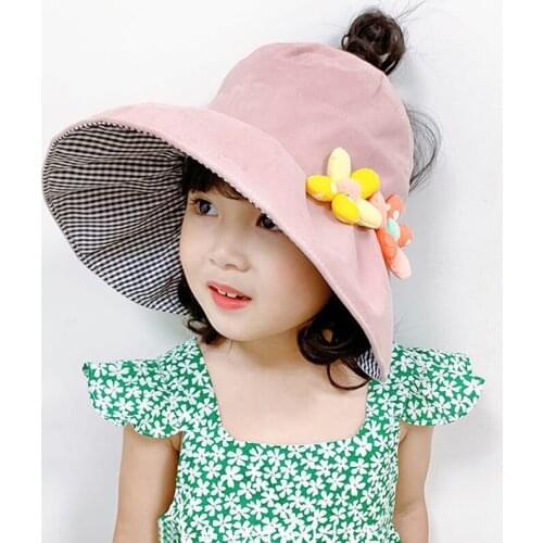 Cute Baby Hat Big Brim 2021 New Summer Sunscreen Sun Visor Hats UV Protection Hat Visor Cap For Kids Kawaii Beach Adjustable