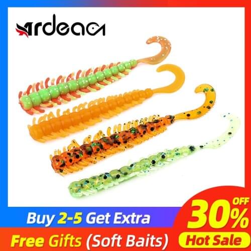 Ardea Soft Lure 50mm 0.5g Artificial Worm Curly Swimbait Tail Double Color Silicone Bait Rotate Wobblers Fishing Tackle