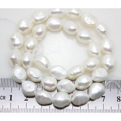 NEW 9mm-11mm Natural White Freshwater Baroque Pearl Loose Beads 15'' AAA
