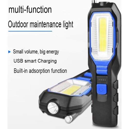 New LED With Magnetic COB Car Maintenance Light Work Light Multifunctional Rechargeable Portable Outdoor Lighting Flashlight