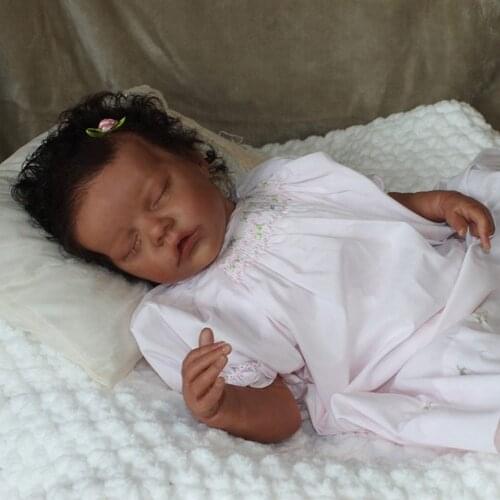 Hoomai Black Skin Popular Reborn Doll Kit Sleeping Twin B Smile Very Soft Hands Unpainted Unfinished Doll Parts DIY