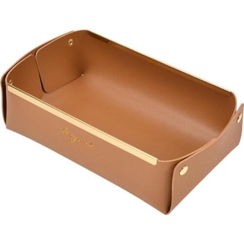Table Decor Large Capacity Rectangle Faux Leather Tray Organizer for Living Room