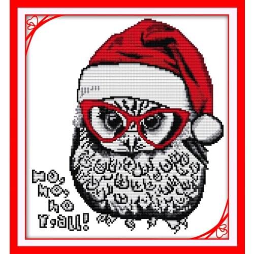 Christmas owl cross stitch kit aida 14ct 11ct count print canvas stitches embroidery DIY handmade