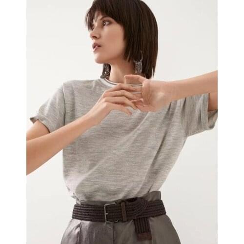 RUANDAI Women's Silk T-Shirts