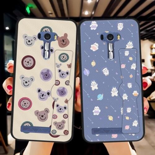 Folding Holder Silicone Case For Asus zenfone Selfie ZD551KL Soft Lanyard Phone Cover For Asus ZenFone 3 ZE552KL