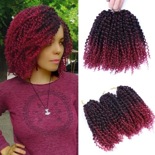 8"Inches Marly Bob Ombre Hair Extensions Synthetic Marly Jerry curl Jamaican Bounce Crochet Hair Afro Kinky Curly Crochet Braids