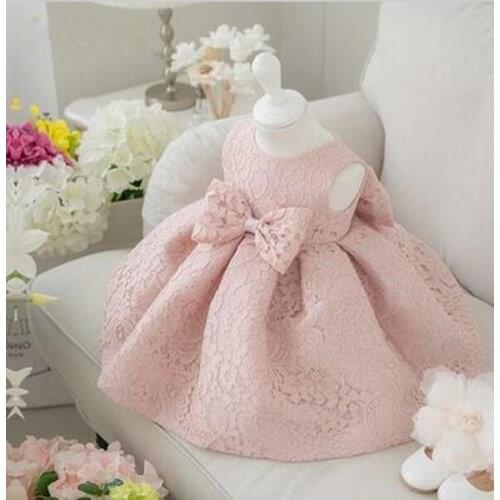 High Quality Baby Girl Dress Pink Glitz Organza Baptism Dress for Girl 1 Year Birthday Dress Baby Chirstening Dress for Infant