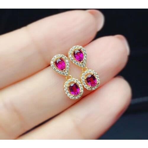 CoLife Jewelry 100% Real Garnet Drop Earrings for Daily Wear 4 Pieces VVS Grade Garnet 925 Silver Garnet Jewelry