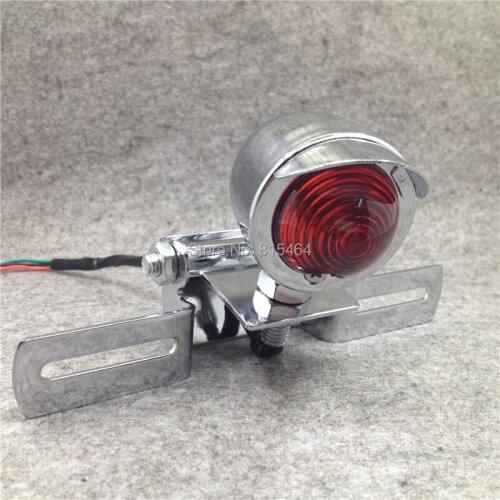 Yecnecty 1PC Black/Chrome Motorcycle Brake Rear Light Aluminum Scooter License Plate Lamp For Cafe Racer Harley Davidson Ducati
