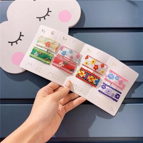 Floral Embroidery Hair Pins For Girls Little Princess Hair Accessories Set Hair Clips Hair Grips Headdress Barresttes Hairpins