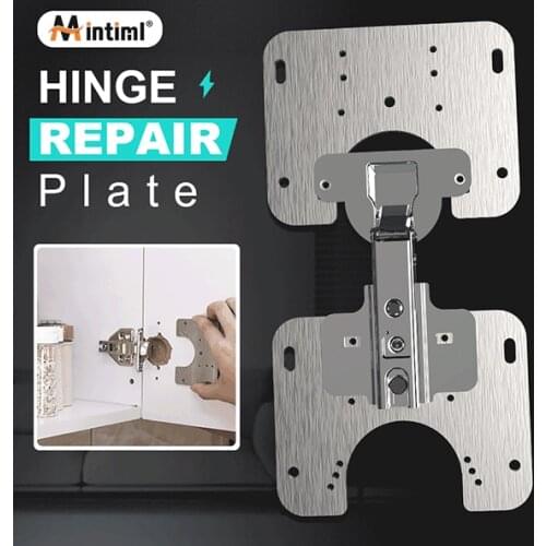 1set Mintiml® Hinge Repair Plate for Cabinet Furniture Drawer Window Stainless Steel Plate Repair Accessory