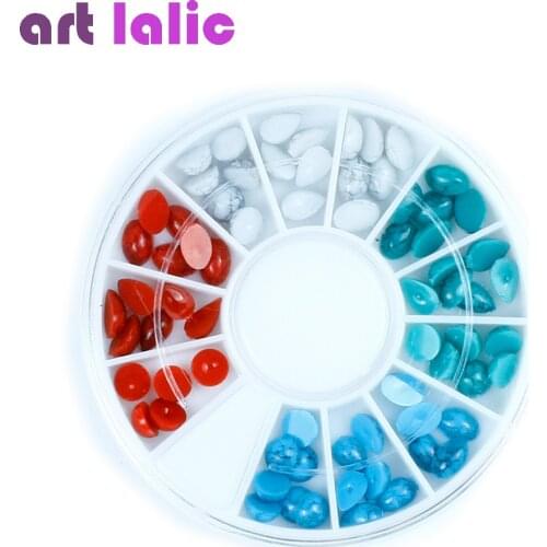 1pc Nail Art Decoration Wheel 4 Colors Acrylic Turquoise Gems Styles Decor Jewelry Resin Stone Beads Charm Tips #60