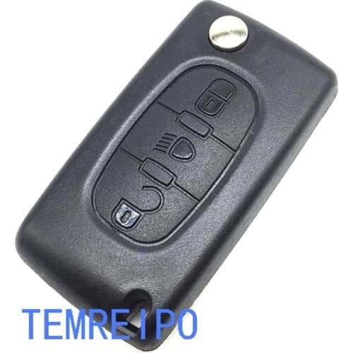 10pcs/lot 3 Buttons Flip Remote Uncut Blade Remote Car Key Case Fob Shell for peugeot 307