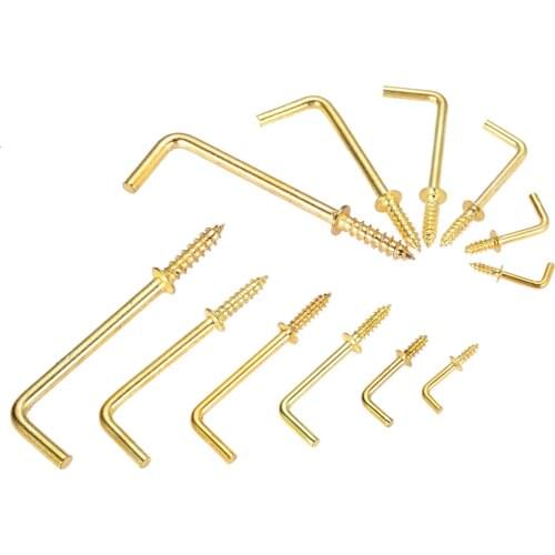 20/10Pcs Zinc Alloy L Style Right Angle Screw Hooks Light Hook Dresser Cup Hook Sheep Eye Hook for Hang Photo Frame Planter Belt