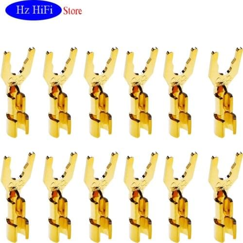 High-end CMC Pure copper gold-plated speaker Y-fork connector plug banana plug FOR speaker amplifier socket