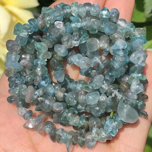 5-8mm Natural Irregular Blue Apatite Chips Gravel Freeform Gem Kyanite Stone Beads For Jewelry Making DIY Bracelet Necklace 32"