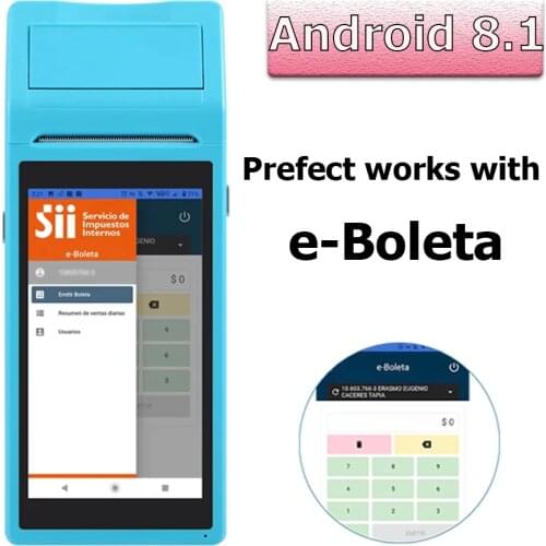 Android 8.1 PDA e-Boleta SII Sistema Maquina Recibo Boleto Thermal Printer Bluetooth Wireless Handheld Printers Barcode Scanners