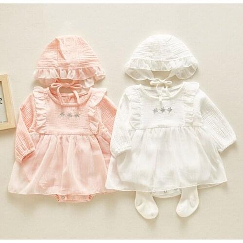 Spring Autumn Baby Girl Embroider Rompers 2020 New Baby Girl Long Sleeves Rompers Baby Girl Newborn Rompers Clothes