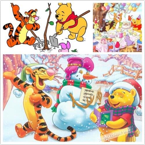 Disney 5D DIY Diamond Embroidery Winnie the Pooh Cross stitch Diamond Painting Round Drill Picture Of Decor Christmas present