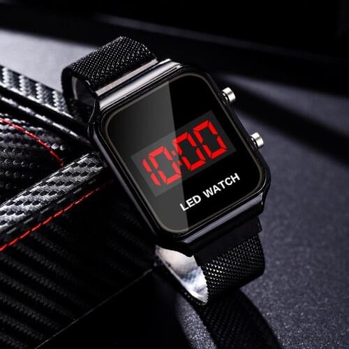 2020 New Student Personality Square Sports Electronic Watch Men Women LED Alloy With Magnet Buckle Couple digital Clock Parejas