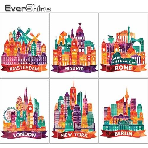 EverShine DIY Diamond Embroidery City Full Square Diamond Painting Cartoon Rhinestones Cross Stitch Kit Child Handmade Gifts