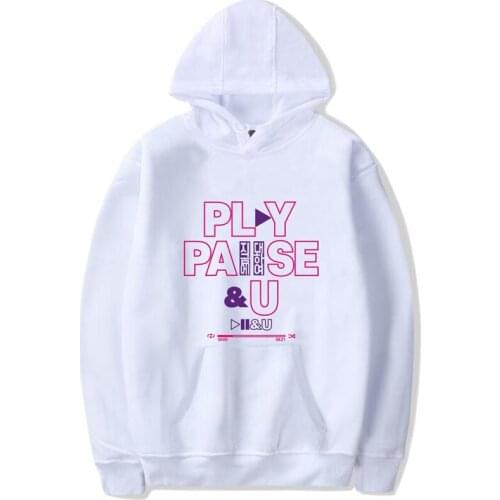 IU PLAY PAUSE AND U 17 Years Anniversary Print Long Sleeve Hooded Sweatshirt Itself Kpop Hoody Oversize Pullovers Hoodies PG086