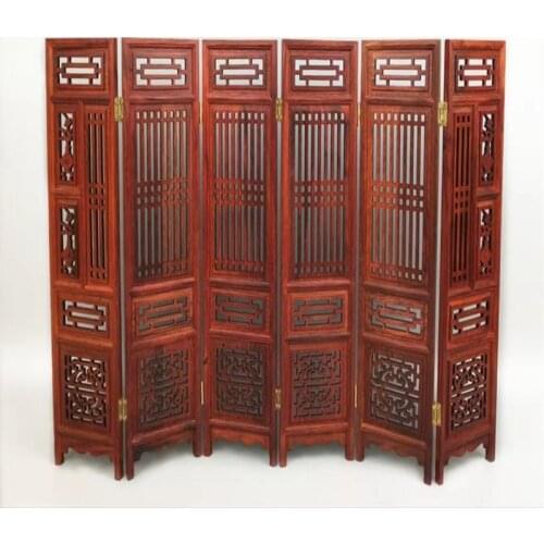 14.75Inch China Collect Exquisite Hand-carved Chinese Boxwood & Sculpture Small Folding Screens Handicraft Home Decoration