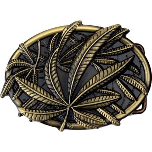 Classical Fashion Embossed Floral Lots Leaves Women Men Bronze Belt Buckle