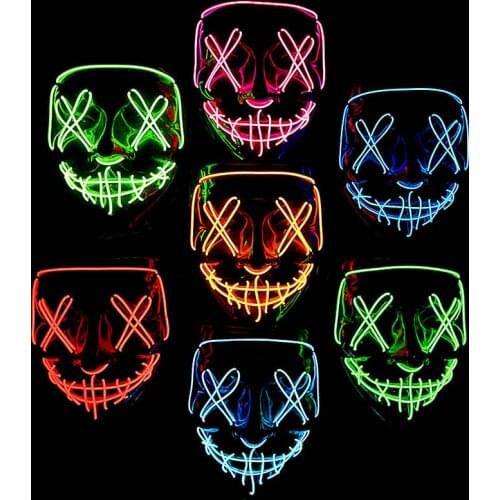 Cosmask Halloween Party Led Mask Masque Masquerade Neon Light Glow In The Dark Mascara Horror Glowing Masks Costume Supplies