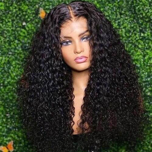 Kinky Curly Lace Front Synthetic Hair Wigs for Black Women Glueless Heat Resistant Fiber Lace Front Wig 150% Density