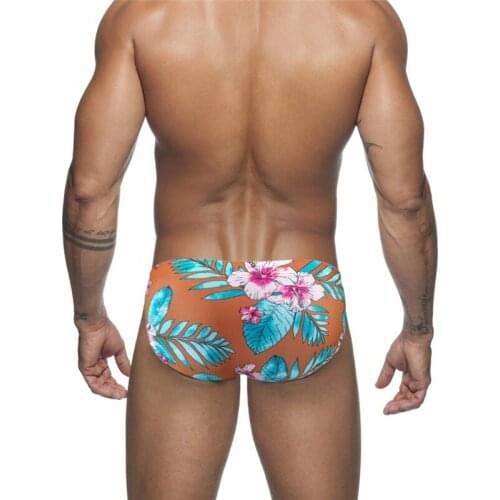 Summer Mens Swim Trunks Low Waist Beachwear Sexy Padded Swimwear Men Printed Bathing Suit Swimming Briefs Quick Drying Swimsuit