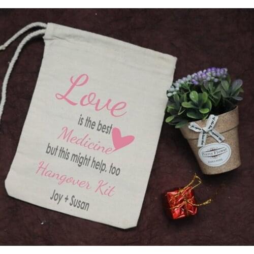 Love is The Best Medicine personalized Bachelorette favor Bags bridesmaid survival Kit valentines day gift bag wedding hangovers