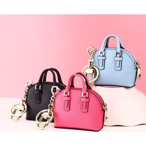 Milesi - Brand Luxury Genuine Leather Keychain Key chain with Mini Shell Bag Coin Purse Novelty Wedding Gift Women bag pendant