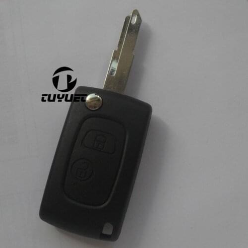 Modified Flip Remote Key Shell for Peugeot 206 2 Buttons