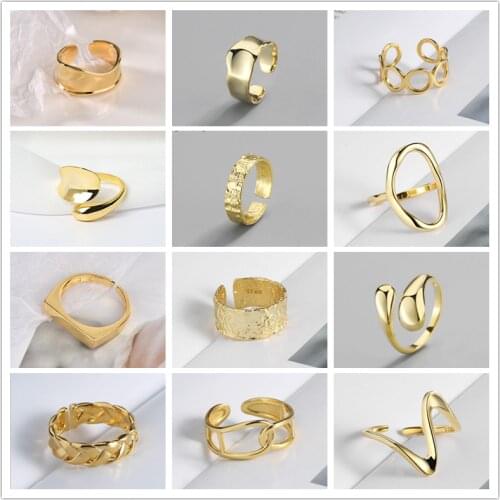 Fashion Charm Jewelry Ring Chunky Chain Rings for Women Men Vintage Twisted Geometric Ring Irregular Adjustable Ringen 2021