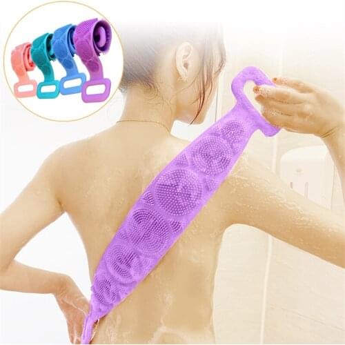 New Silicone Brushes Bath Towels Scrubber Bath Long Rubbing Back Mud Peeling Towel Body Massage Shower Skin Clean Shower Brush