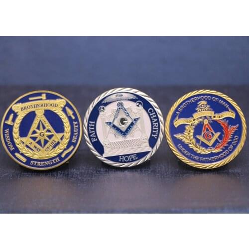 Freemason Brotherhood Masonic Silver Gold Plated 1 oz Commemorative Coins Souvenir Gifts