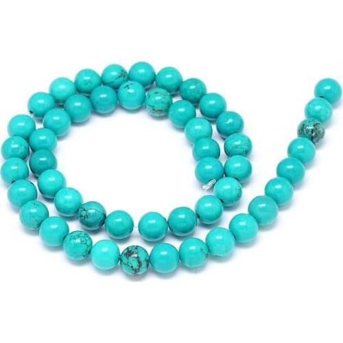 Pandahall 5 Strands 8mm Natural Sinkiang Round Bead MediumTurquoise Beads For Jewelry Making Hole 1mm about 48pcs/strand, 15.55"