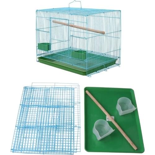 Wire Rectangular Small Cage for Small Birds and Canaries Rekord Equipped with Bird Standing Stick and 2 Semicircular
