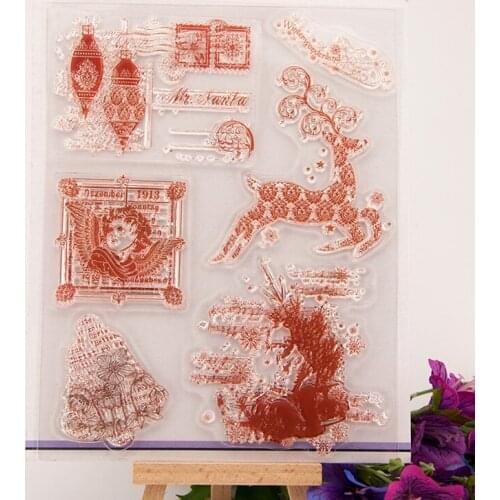 Christmas and deer Transparent Clear Silicone Stamp/Seal for DIY scrapbooking/photo album Decorative clear stamp sheets A326