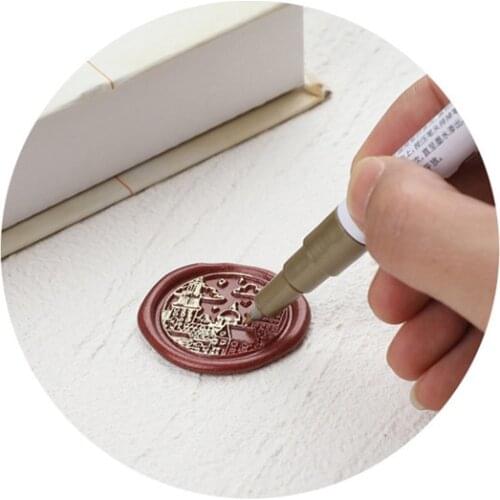 Paint Seal Special Pens Wax Seal Coloring Pen Wax Stamp Markers for Envelope Sealing Stamp Wedding Plastic Gold+Silver