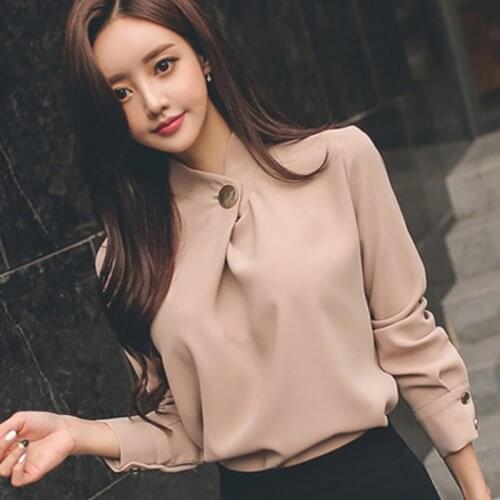 Long Sleeve Chiffon Blouse Shirt Blouse Women Blusas Mujer De Moda 2021 Blouses Femme Stand Collar Blouse Tops Women Blusas A518