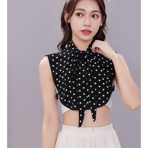 Korean Women Girl Chiffon False Fake Collars Embroidery Shawl Shoulder Women Detachable Lapel Fake Collar Cute Doll Ruffles