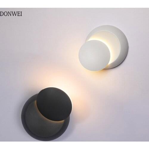 Modern LED Wall Lamp Round Rotate Bedside Wall Light Indoor Decoration Moon Light for Corridor Aisle Living room Bedroom
