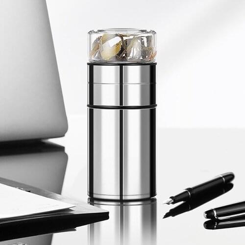 Tea Cup Strainer 316 Stainless Steel Thermos Double Side Thermal Insulation Eco-friendly Leakproof Business Vacuum Flask for Man