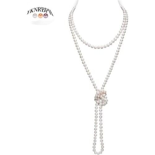 YKNRBPH Natural Pearl Long Necklace Female Luxury Birthday Gift