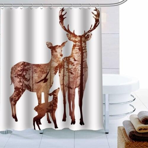 Custom Deer Animal Shower Curtain Waterproof Fabric Bath Curtain 180X180cm Polyester Fabric Bathroom Curtain