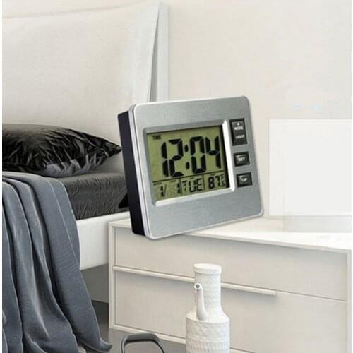1xDigital LCD Alarm Clock, Snooze, Dimmer, Thermometer, Adjustable Alarm Sound with Display Stand