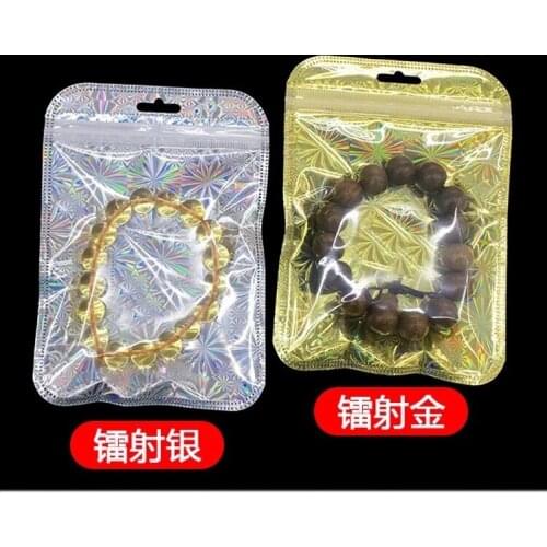 10x15cm(4x6in) Glittery Silver/ Gold Translucent Plastic Retail Package Bag Reclosable Flat Zip Lock Bag With Hang Hole