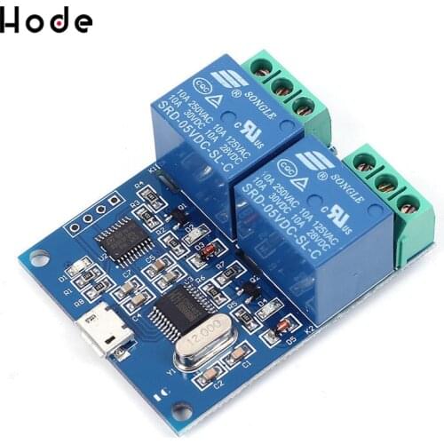 2 Channel DC 5V Micro USB Time Delay Relay LCUS-2 USB Intelligent Control Switch Board with MCU Microcontroller Module